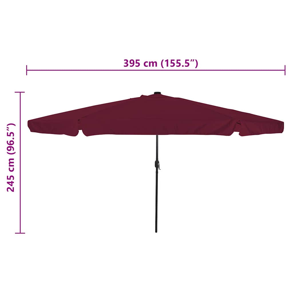Sodo skėtis LED FAIRFAX, raudona, 395x395x245cm