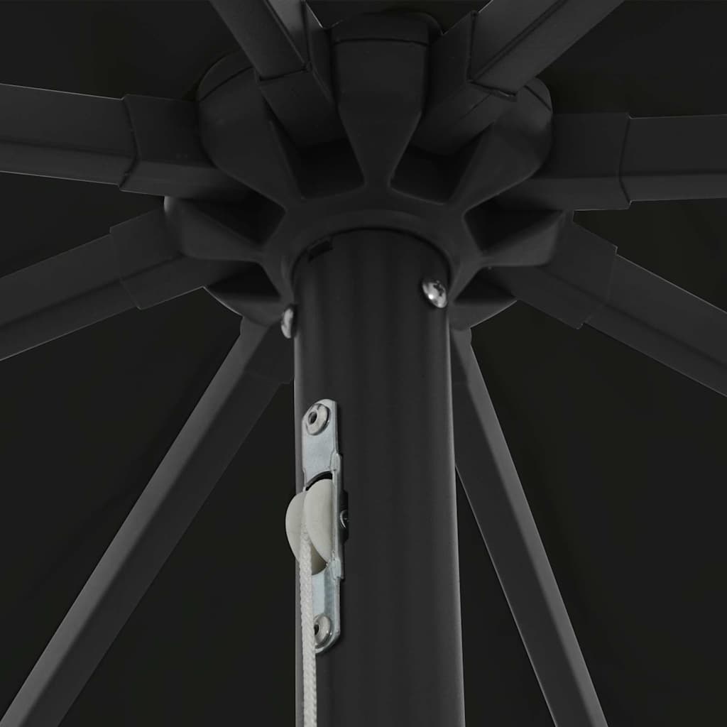 Garden parasol with LED lights ø395x245 cm black