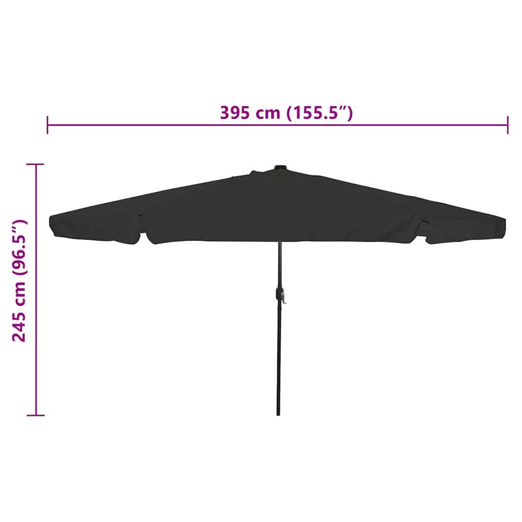 Garden parasol with LED lights ø395x245 cm black
