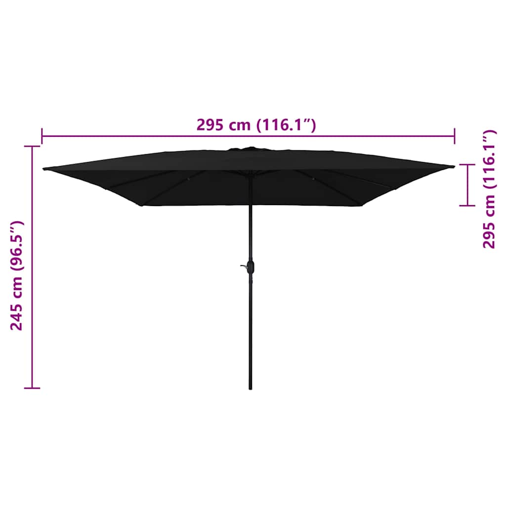 Sodo skėtis Juoda 295 x 295 x 245 cm Poliesteris ir plienas