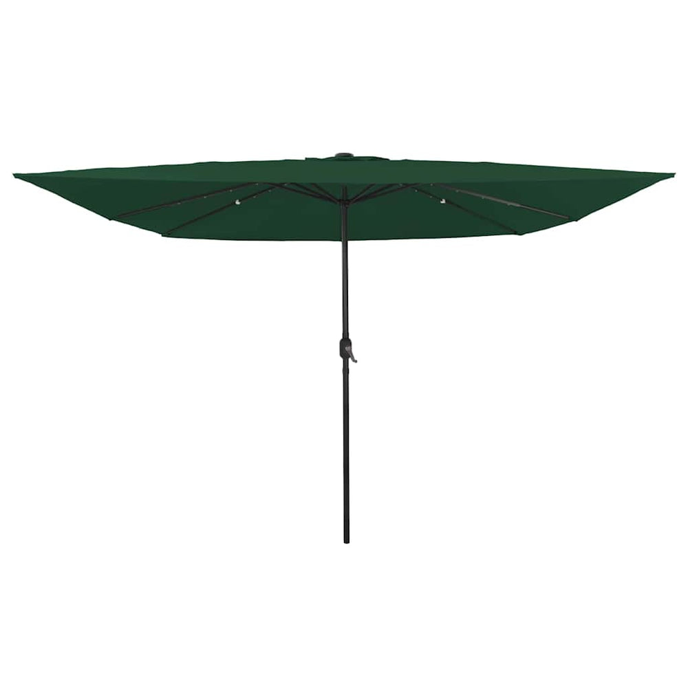 Square Garden Umbrella with LED Lights 295x245 cm Green