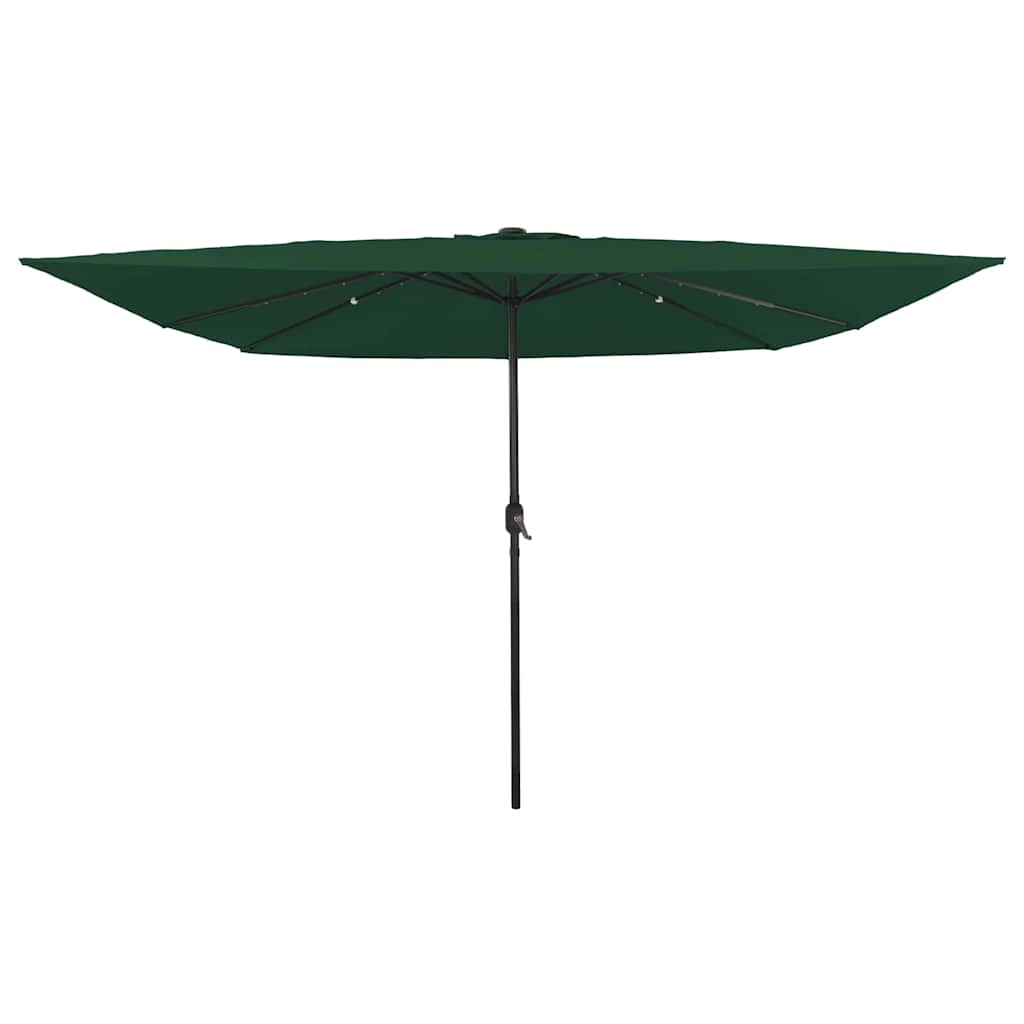Square Garden Umbrella with LED Lights 295x245 cm Green