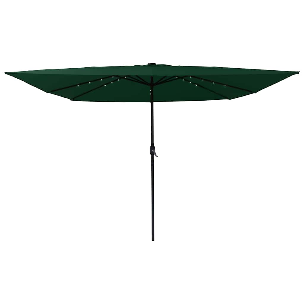Square Garden Umbrella with LED Lights 295x245 cm Green