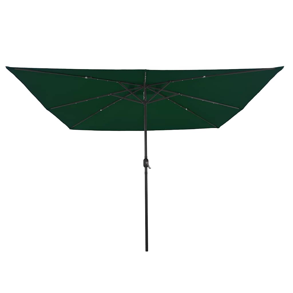 Square Garden Umbrella with LED Lights 295x245 cm Green