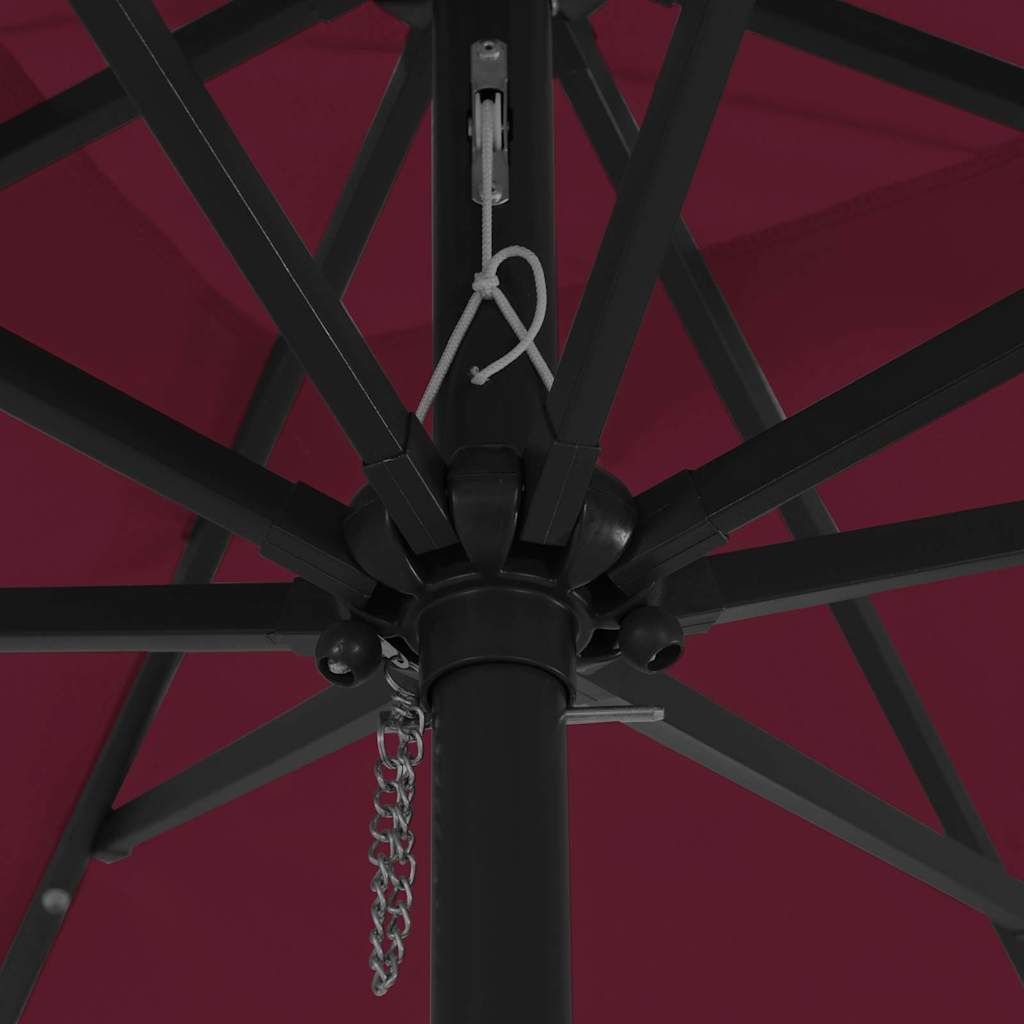 Square Garden Parasol with LED Lights 295x245 cm Burgundy