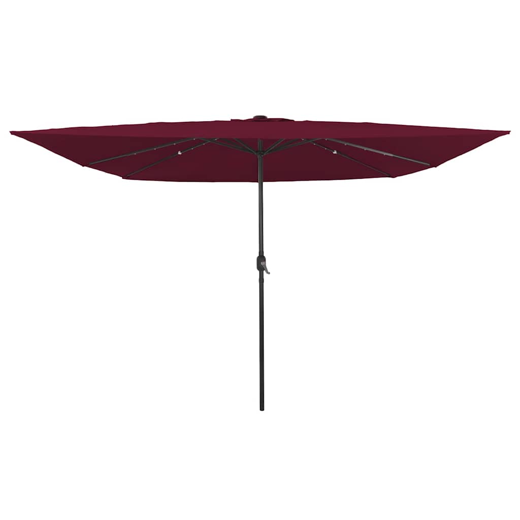 Square Garden Parasol with LED Lights 295x245 cm Burgundy