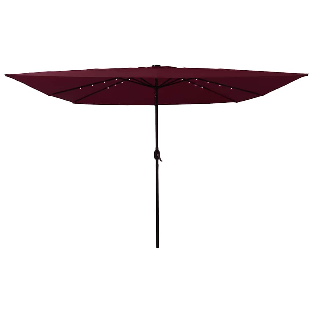 Square Garden Parasol with LED Lights 295x245 cm Burgundy
