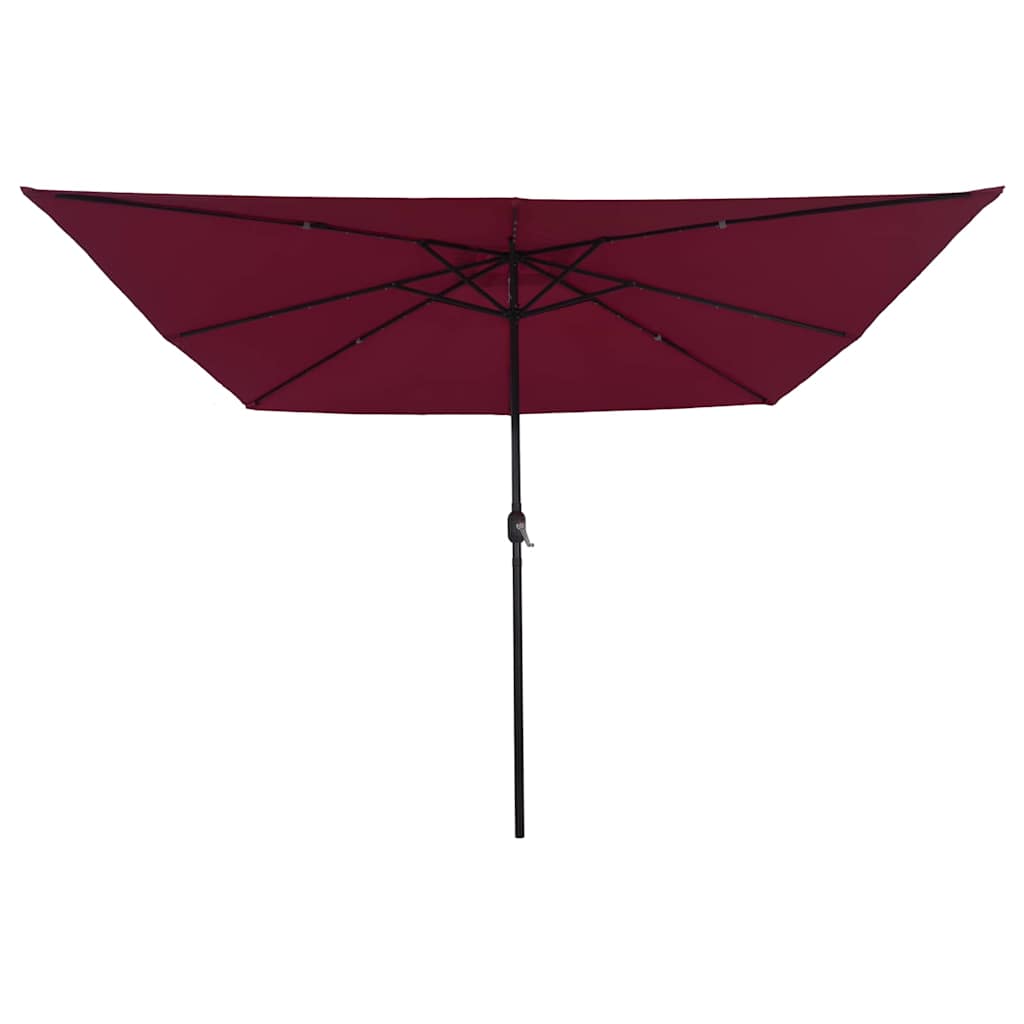 Square Garden Parasol with LED Lights 295x245 cm Burgundy