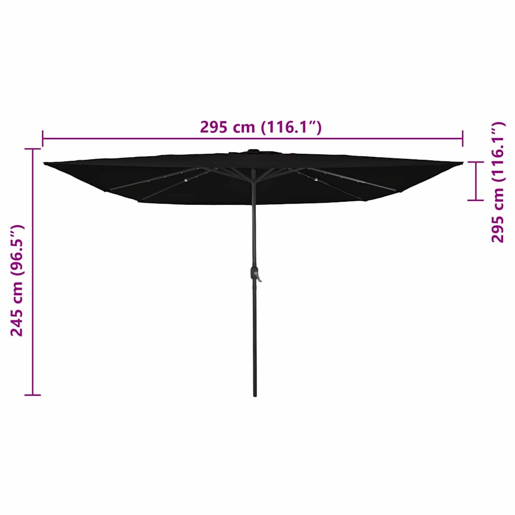 Square Garden Gazebo with LED Lights 295x245 cm Black