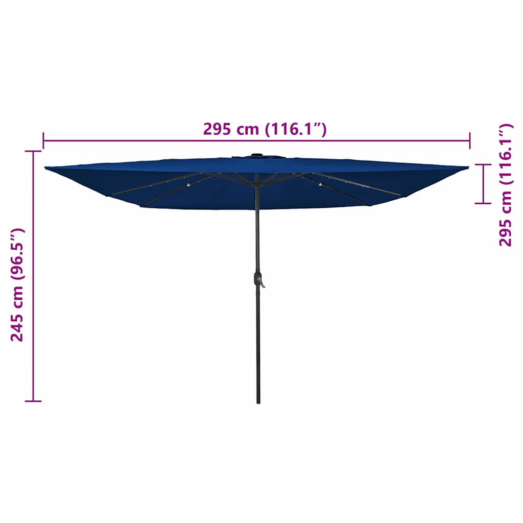 Dārza saulessargs LED FINLAY, zils, 295x295x245cm