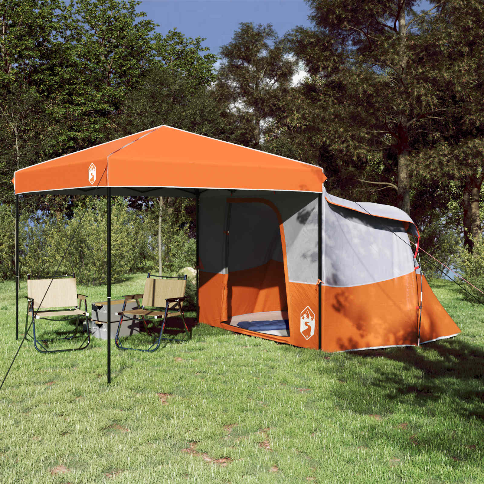 Kempingo Palapinių Komplektas 2 pcs Oranžinė Tafeta ir Medžiaga