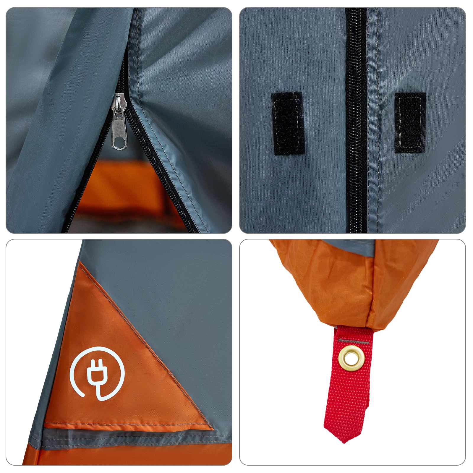 Camping Tent Set with Awning 2 pcs Grey and Orange