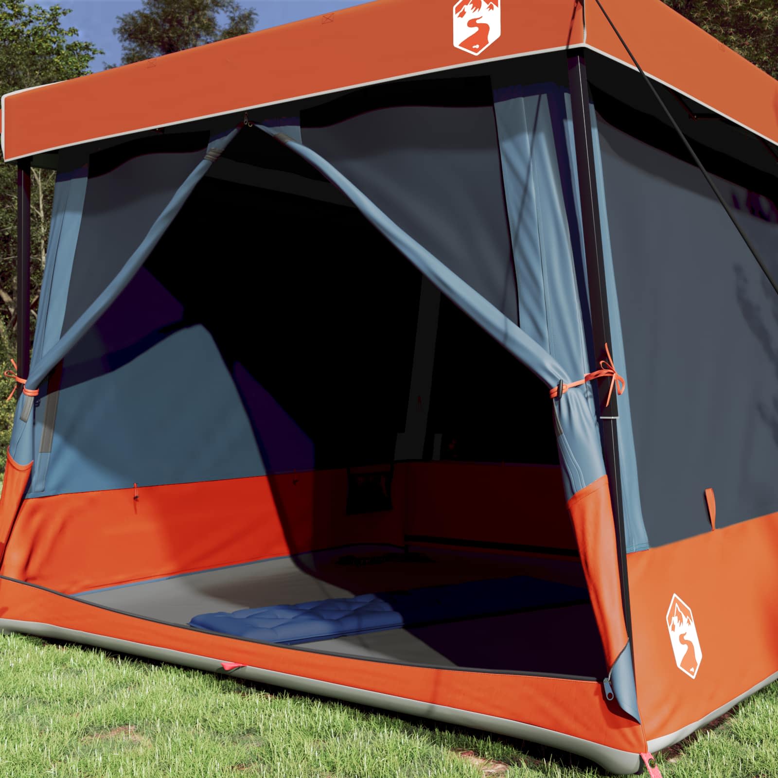 Camping Tent Set with Awning 2 pcs Grey and Orange