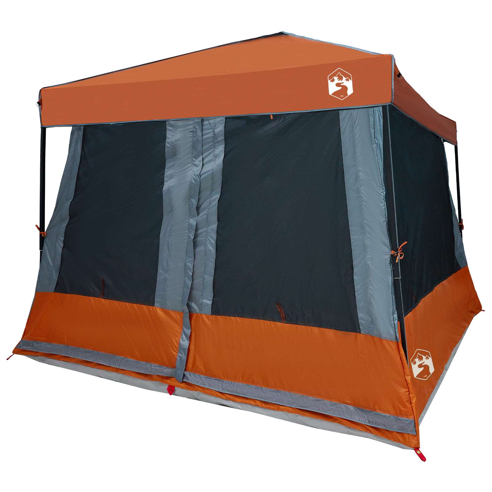Camping Tent Set with Awning 2 pcs Grey and Orange