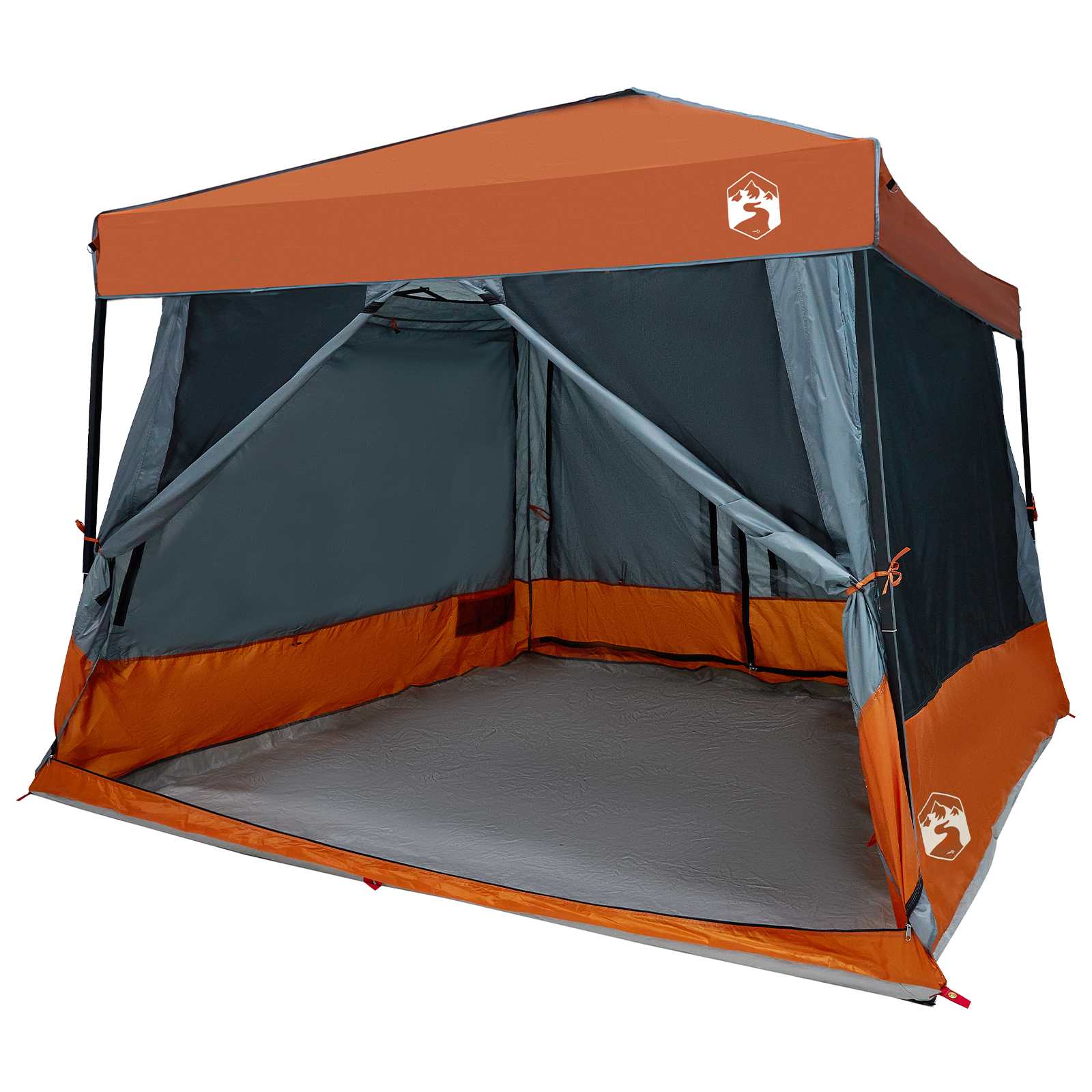 Camping Tent Set with Awning 2 pcs Grey and Orange