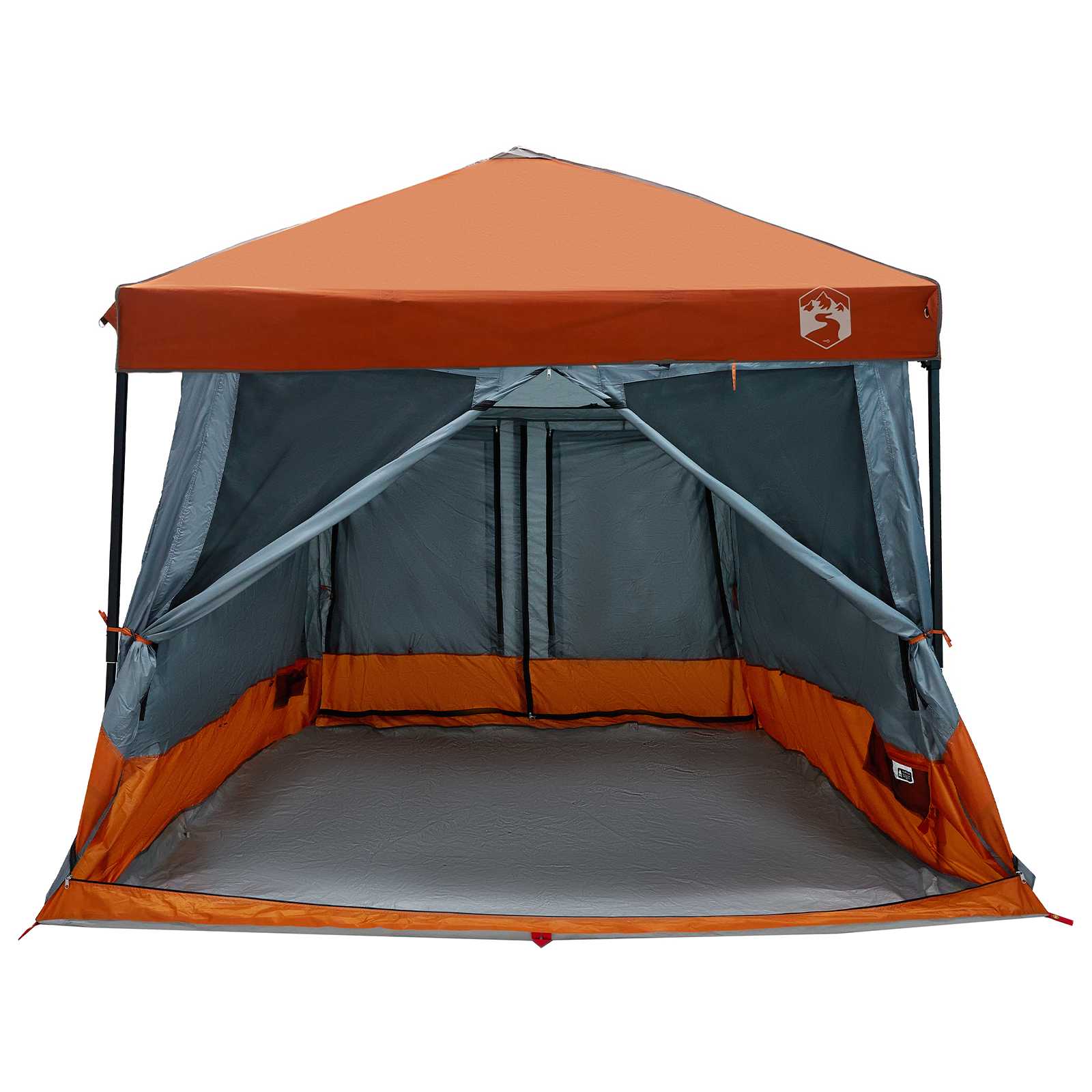 Camping Tent Set with Awning 2 pcs Grey and Orange