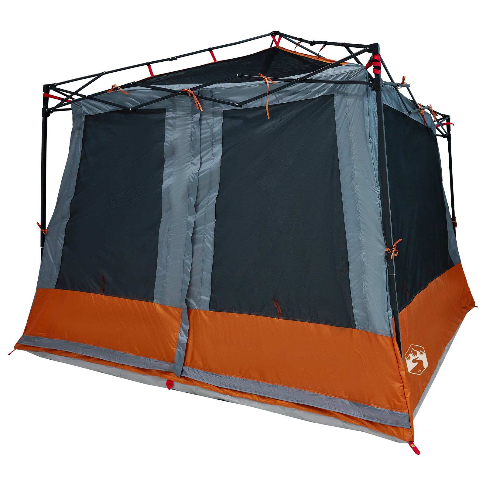 Camping Tent Set with Awning 2 pcs Grey and Orange