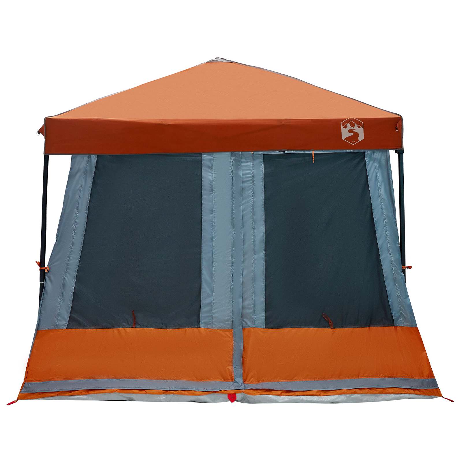 Camping Tent Set with Awning 2 pcs Grey and Orange