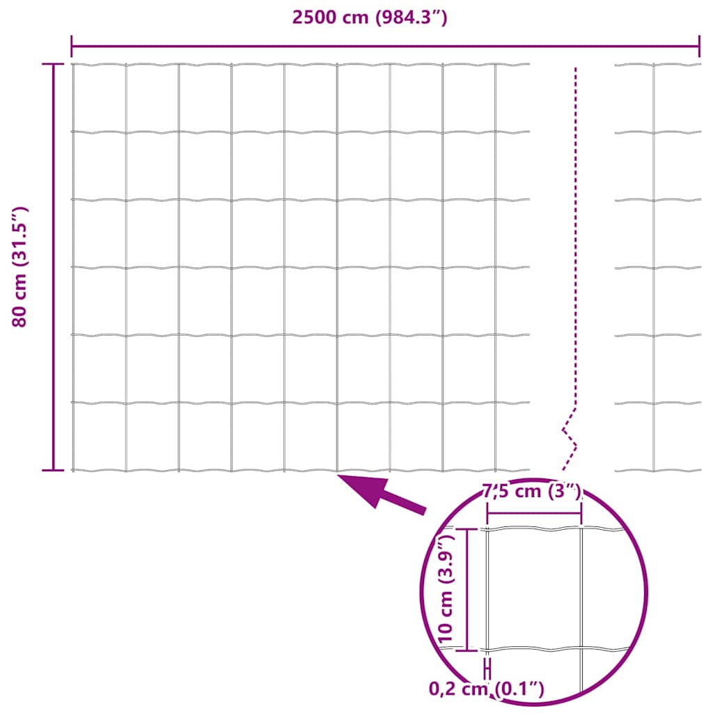 Eiro žogs Zaļš 0.8 x 25 m ar PVC pārklājumu, dzelzs
