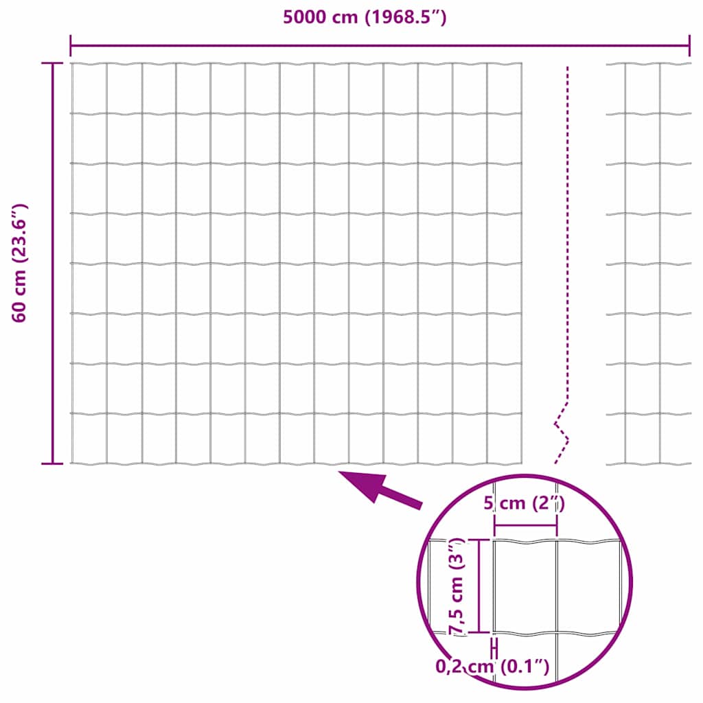 Eiro žogs Zaļš 0.6 x 50 m ar PVC pārklājumu, dzelzs