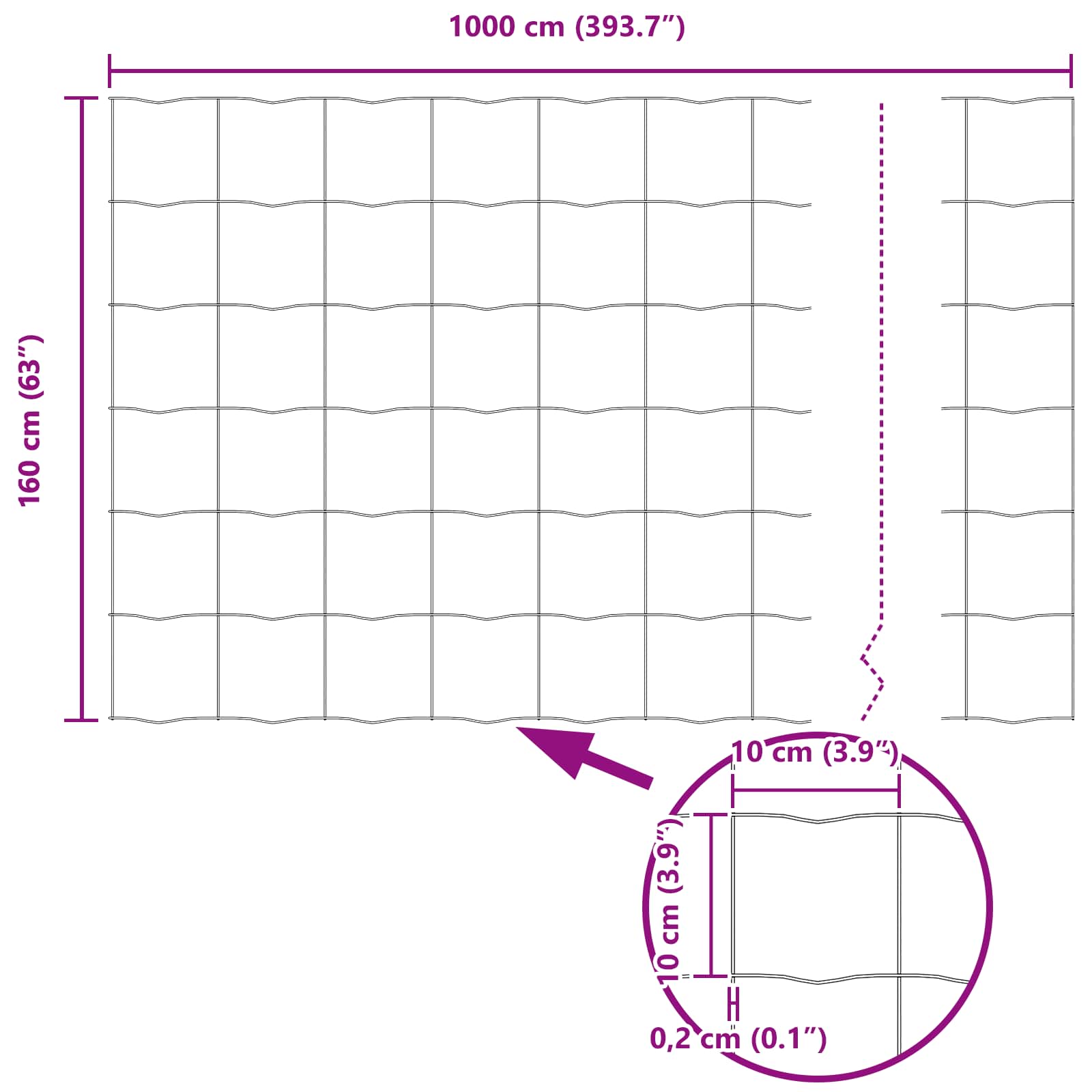 Eiro žogs Pelēks 1.6 x 10 m PVC pārklāts tērauds