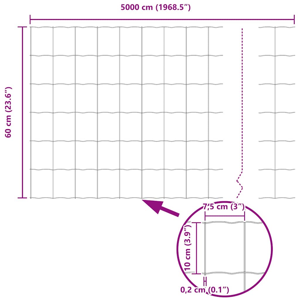 Euro Fence Grey 0.6 x 50 m PVC-coated Iron