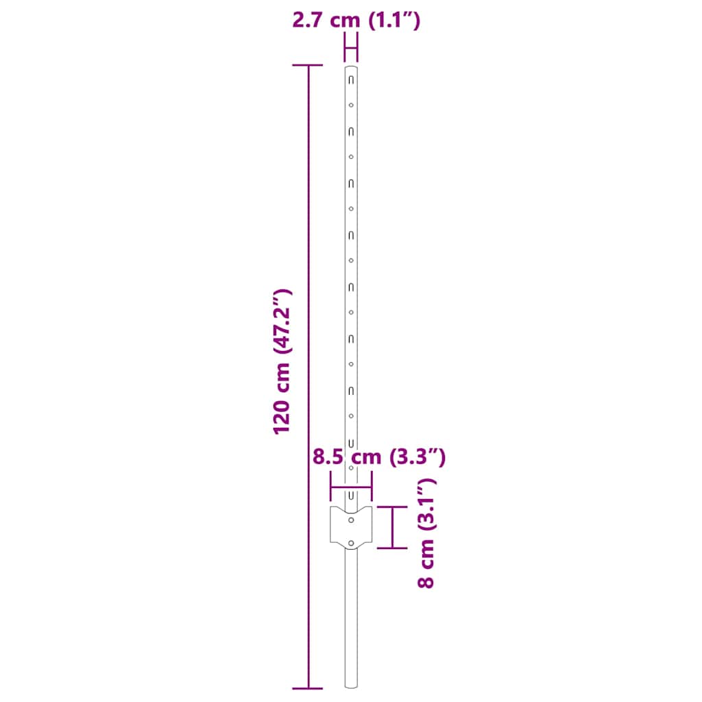 Žoga stabs 22 gab. Zaļš 120 cm Tērauds