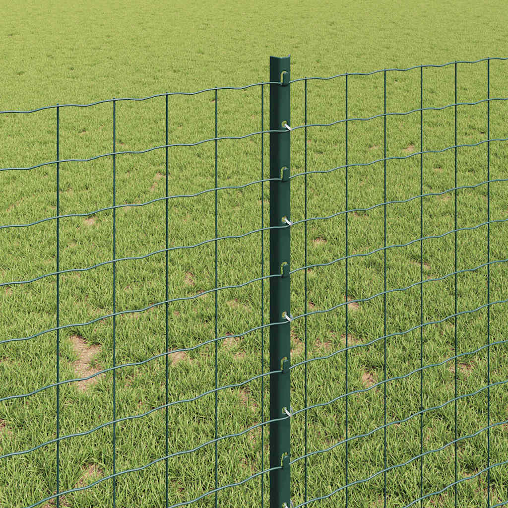 Fence post 44 pcs Green 140 cm Steel