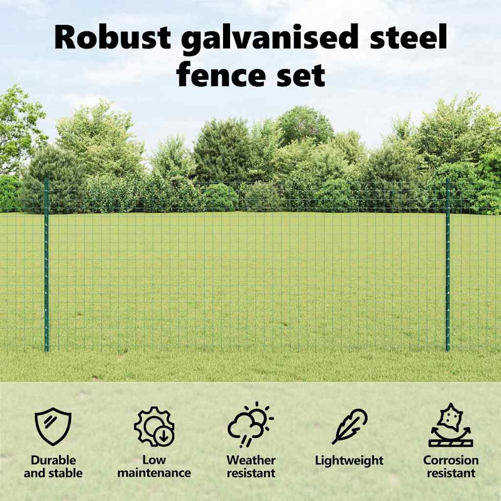 Sidabriniai tvorelių stulpai 22 pcs Žalia metalas