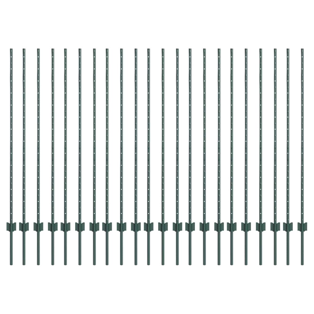 Silver fence posts 22 pcs Green Steel