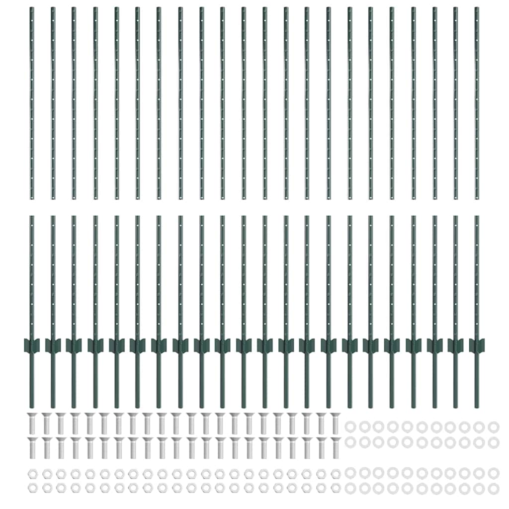 Silver fence posts 22 pcs Green Steel