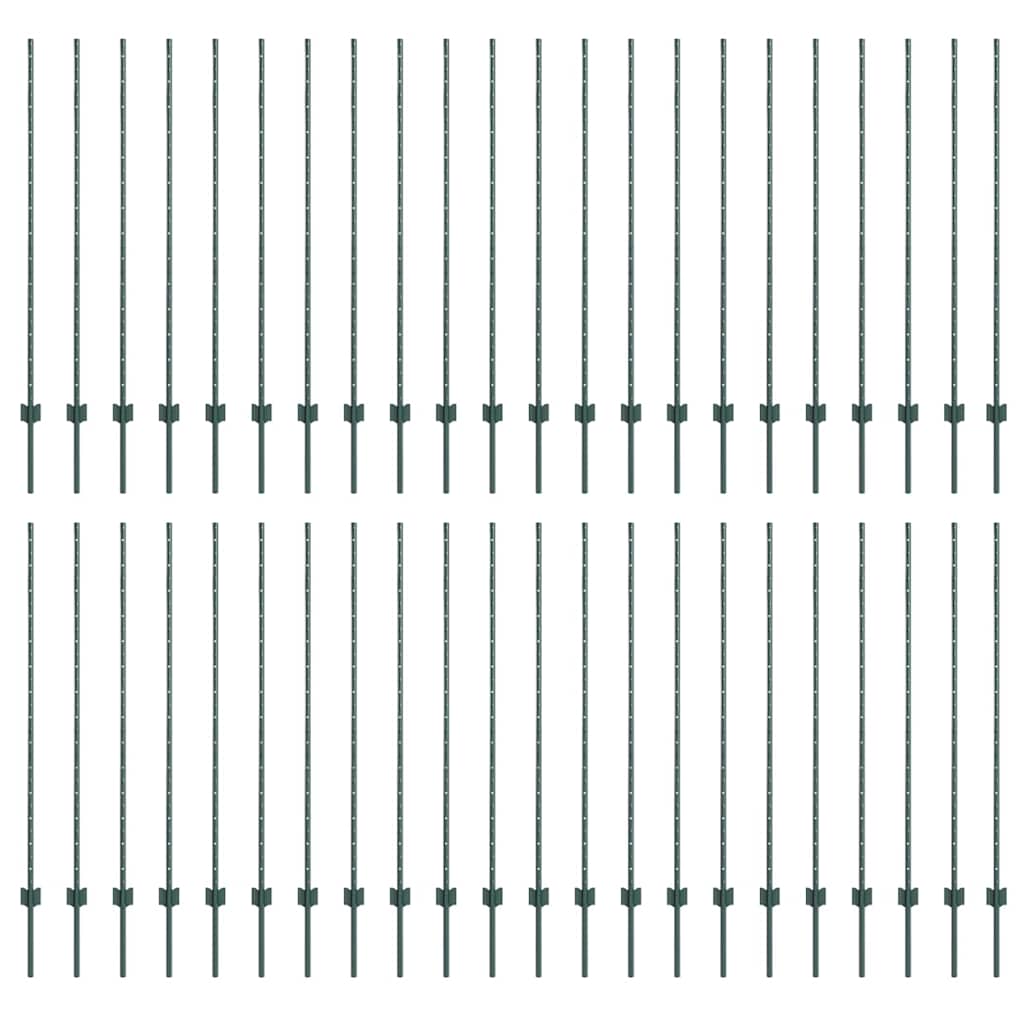 Sidabriniai tvorelių stulpai 44 pcs Žalia metalas