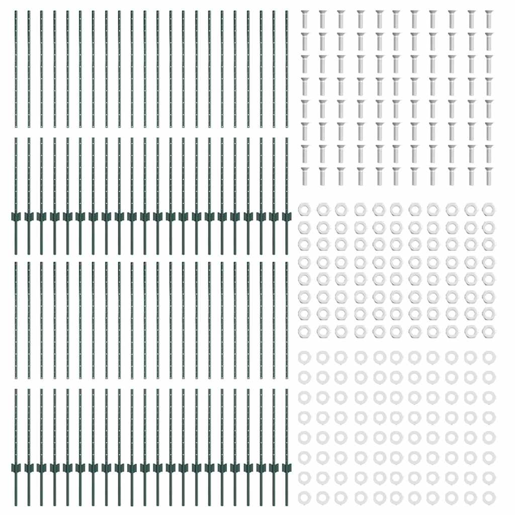 Sidabriniai tvorelių stulpai 44 pcs Žalia metalas