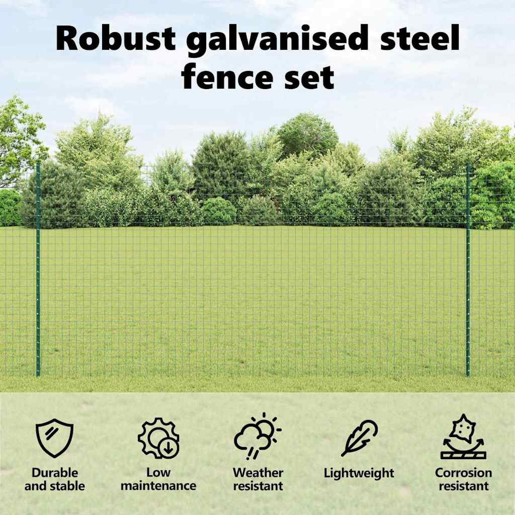 Sidabriniai tvorelių stulpai 22 pcs Žalia metalas