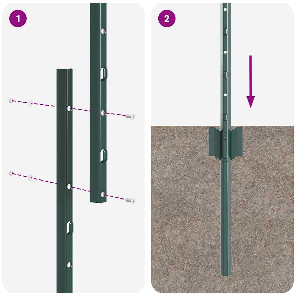 Įmontuotas tvoros stulpas 22 vnt. Žalia 200 cm