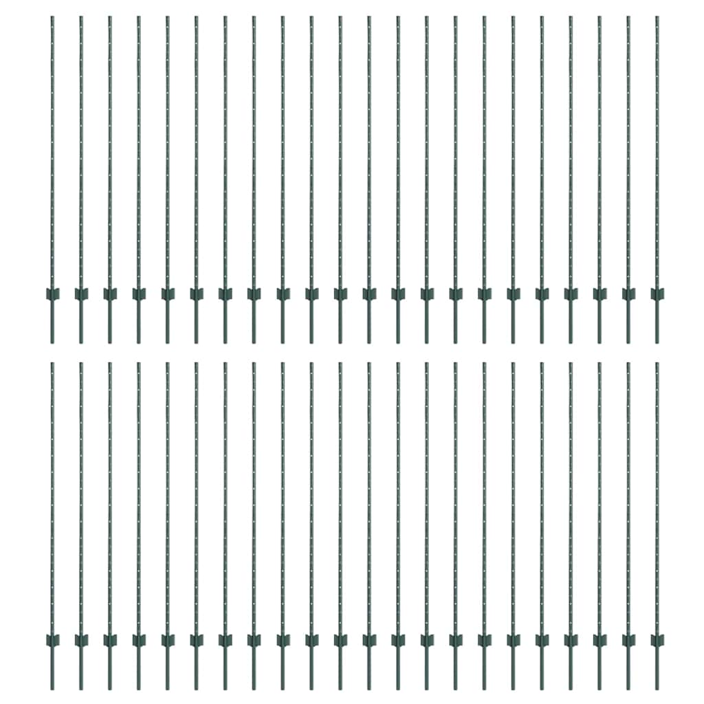Sidabriniai tvorelių stulpai 44 pcs Žalia metalas