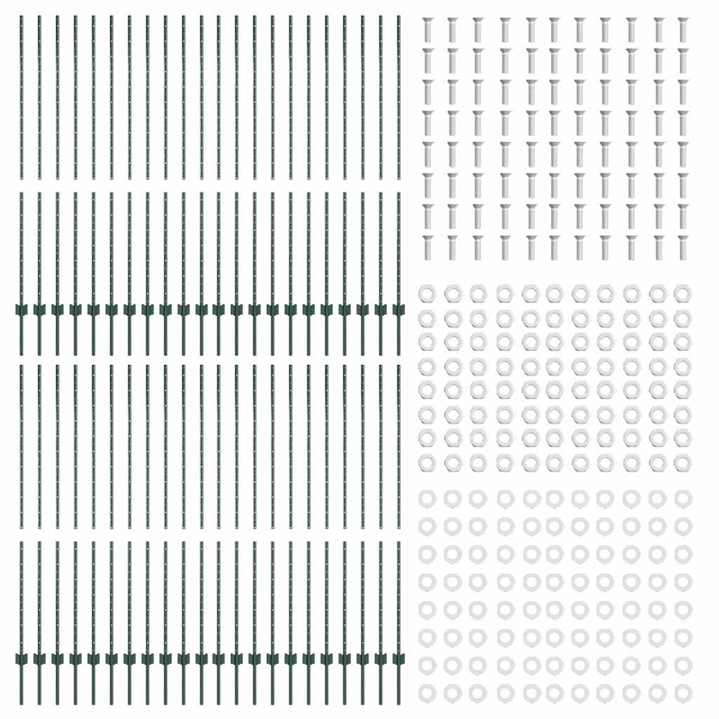 Sidabriniai tvorelių stulpai 44 pcs Žalia