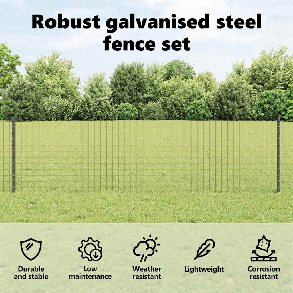 Fence Post 22 pcs Grey 100 cm Steel