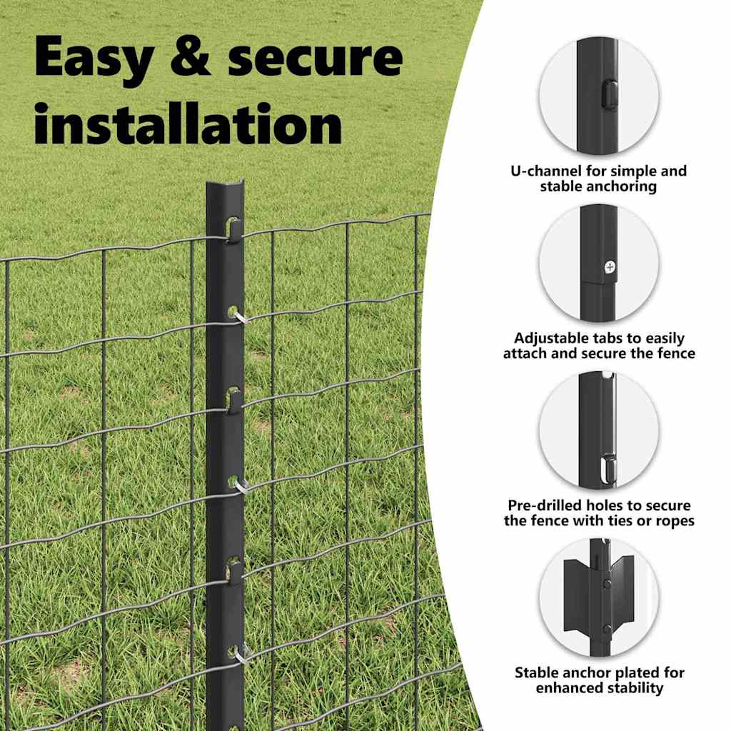 Fence post 44 pcs Grey 100 cm Steel