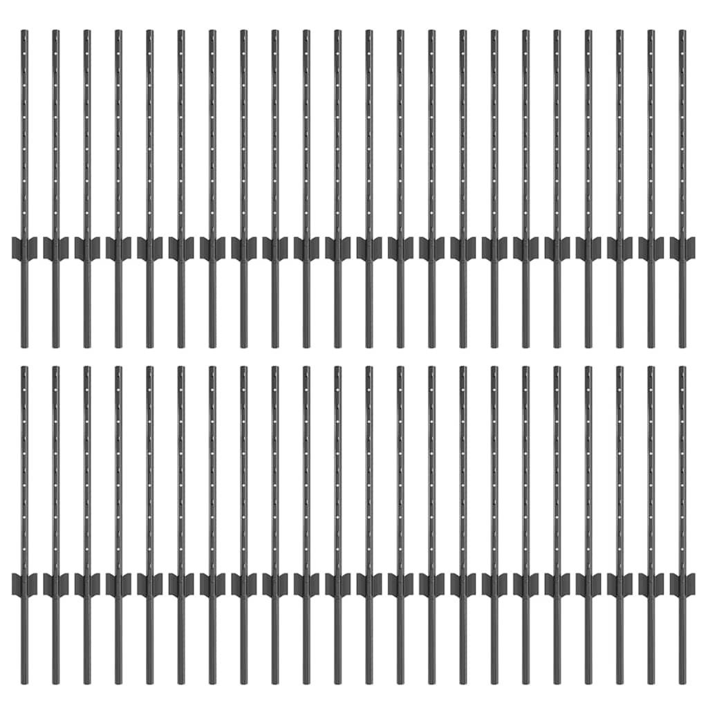 Fence post 44 pcs Grey 100 cm Steel