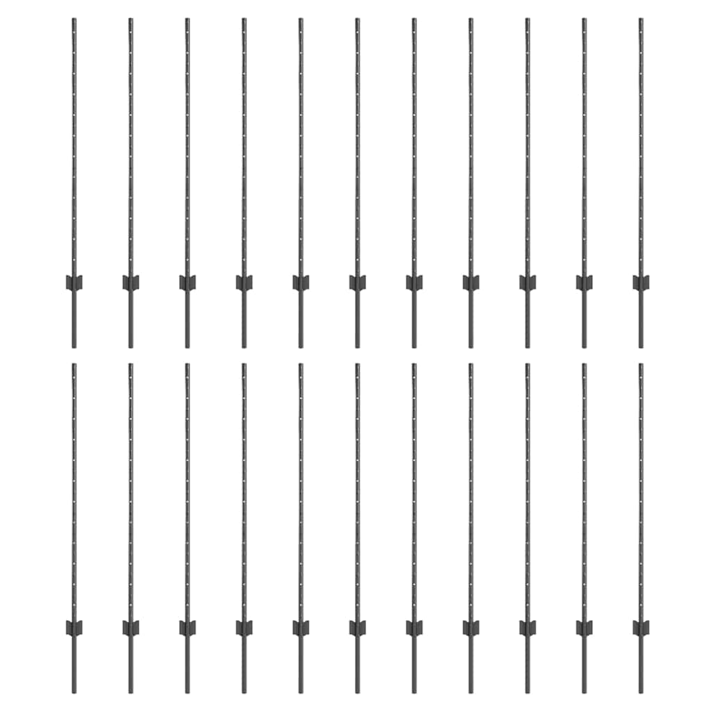 Sidabriniai tvorelių stulpai 44 pcs Pilka metalas