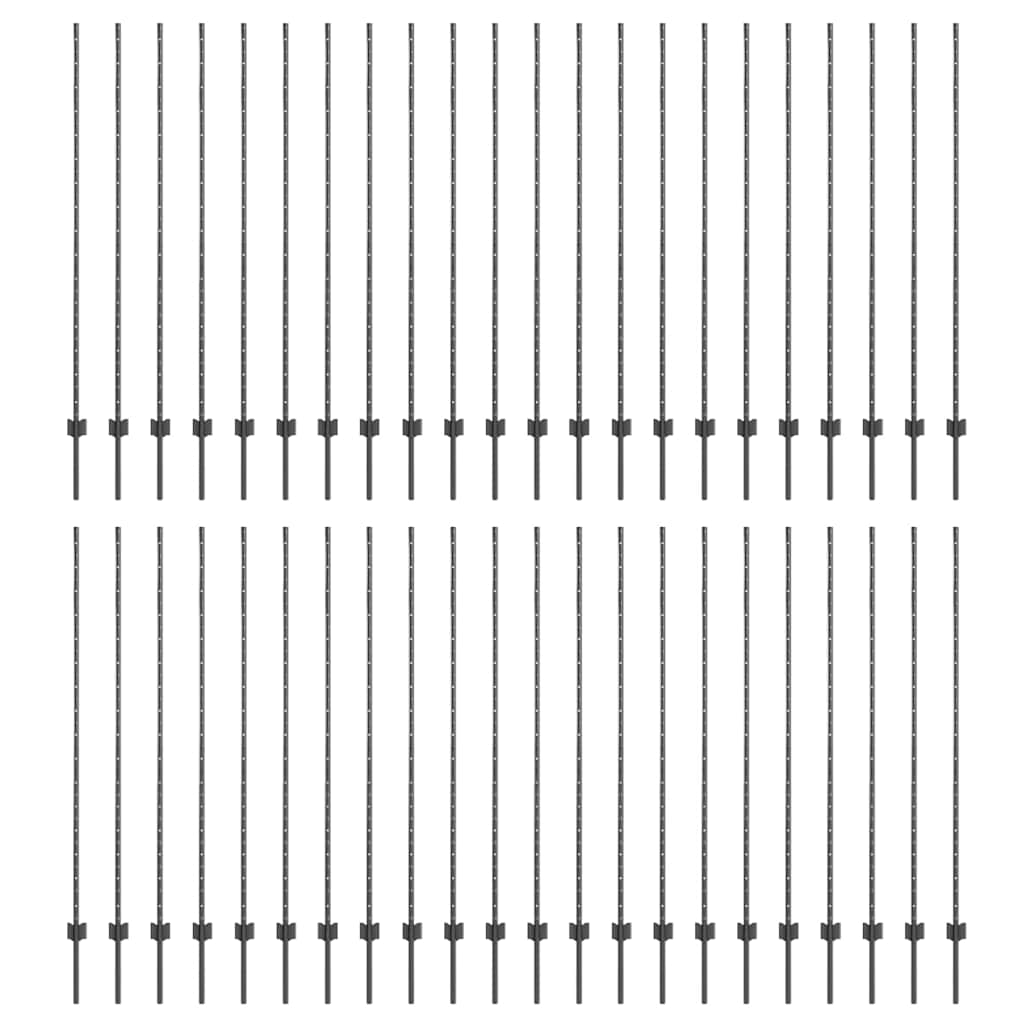 Fence panels 44 pcs Grey Powder-coated steel