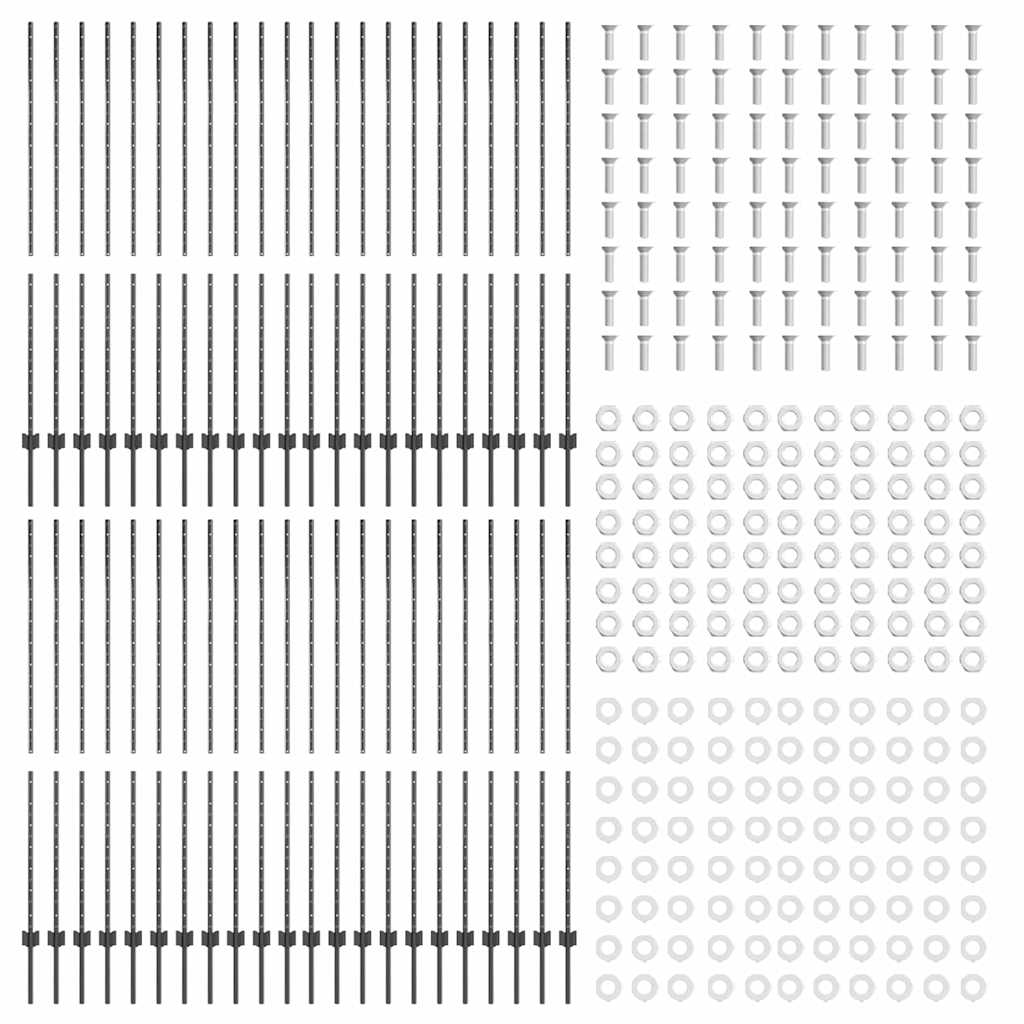 Fence panels 44 pcs Grey Powder-coated steel