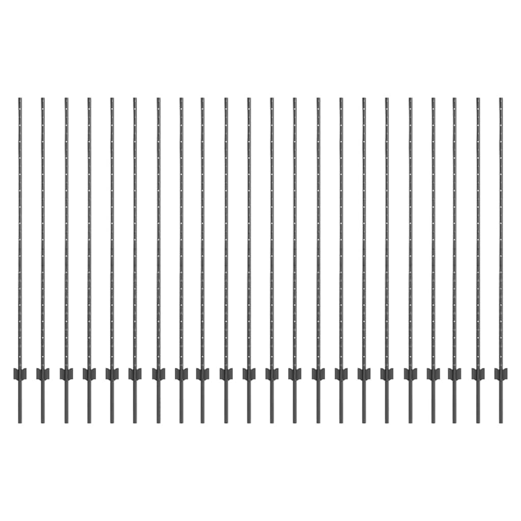 Sidabriniai tvorelių stulpai 44 pcs Pilka metalas