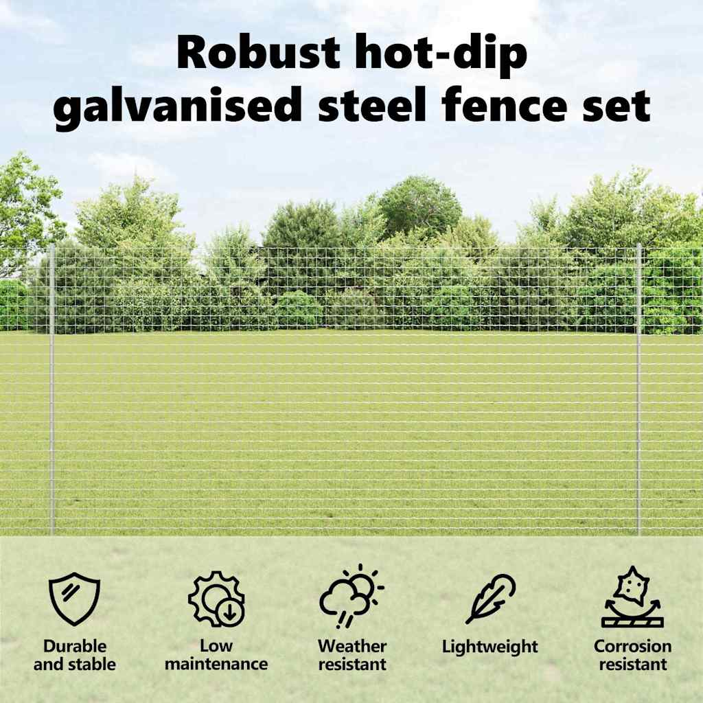 Fence posts 44 pcs Silver Galvanized steel