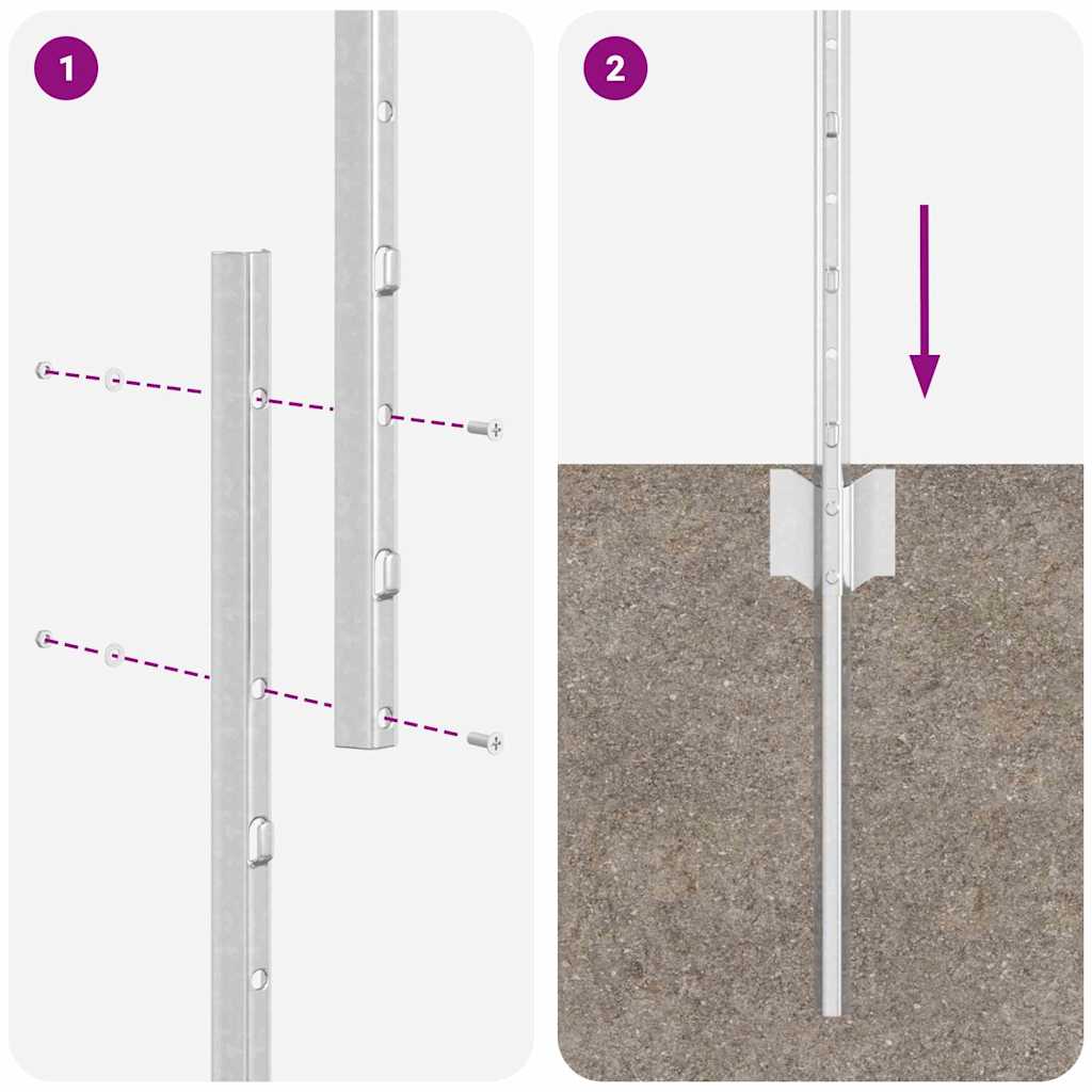 Tvorelių stulpai 44 pcs Sidabro Cinkuota plienas
