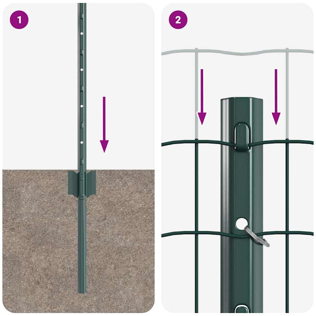 Žogs ar stabiem, zaļš, 0,4 x 10 m, tērauds un PVC