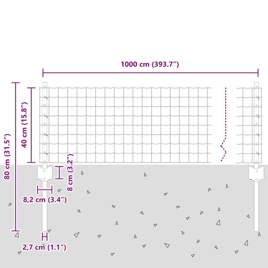 Žogs ar stabiem, zaļš, 0,4 x 10 m, tērauds un PVC