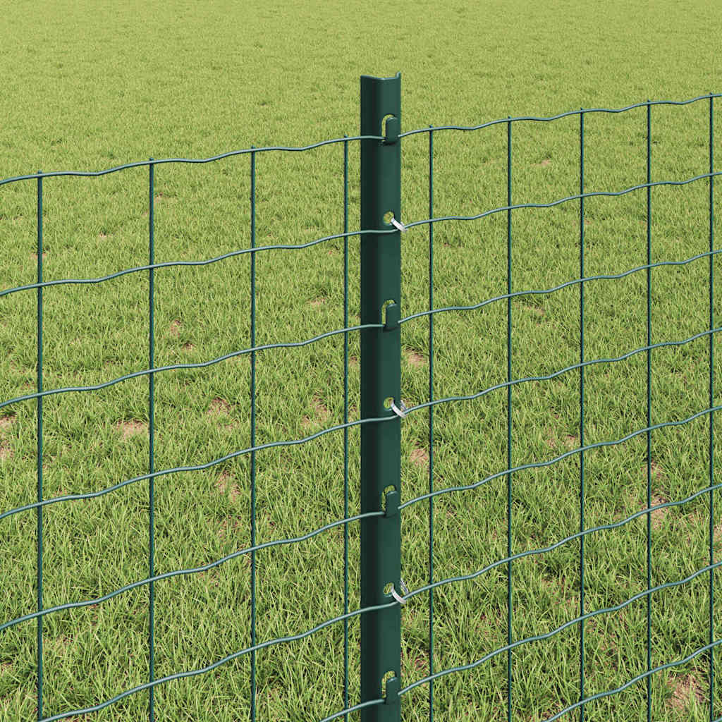 Fence with Posts Green 0.8 x 10 m Steel and PVC