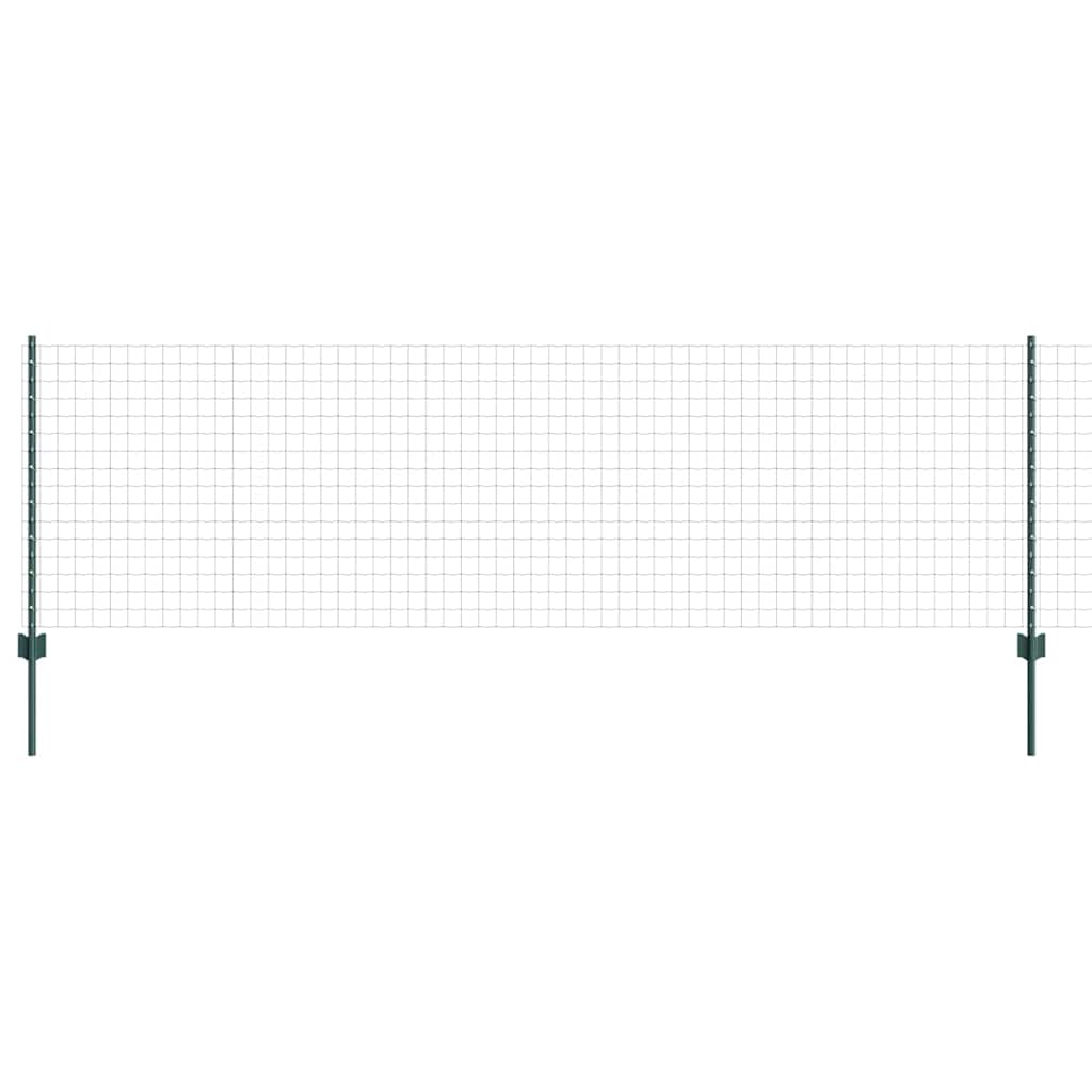 Fence with Posts Green 0.8 x 10 m Steel and PVC